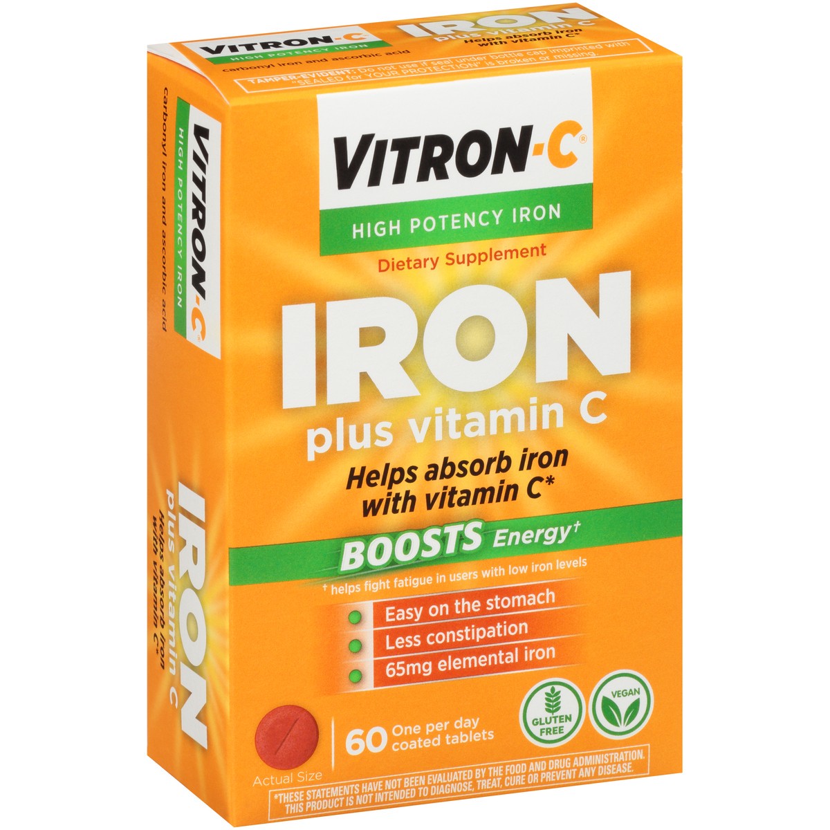 slide 5 of 10, Vitron-C Iron Supplement, Immunity Support Iron Supplements with Vitamin C, Iron Pills for Immune Support, 60 Count, 60 ct