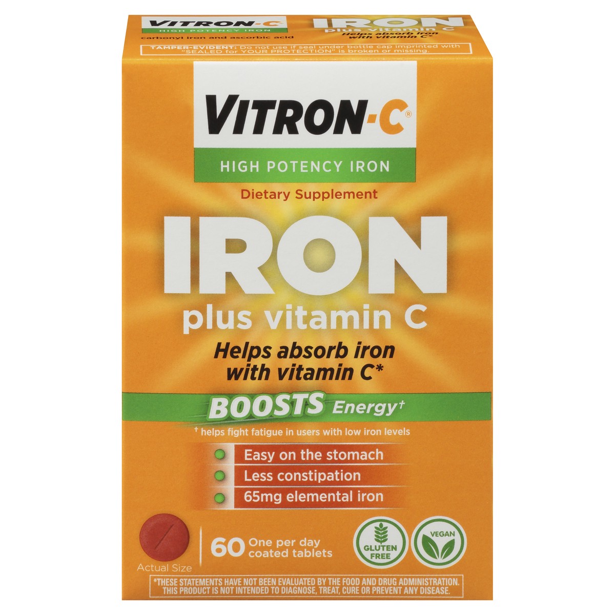 slide 8 of 10, Vitron-C Iron Supplement, Immunity Support Iron Supplements with Vitamin C, Iron Pills for Immune Support, 60 Count, 60 ct