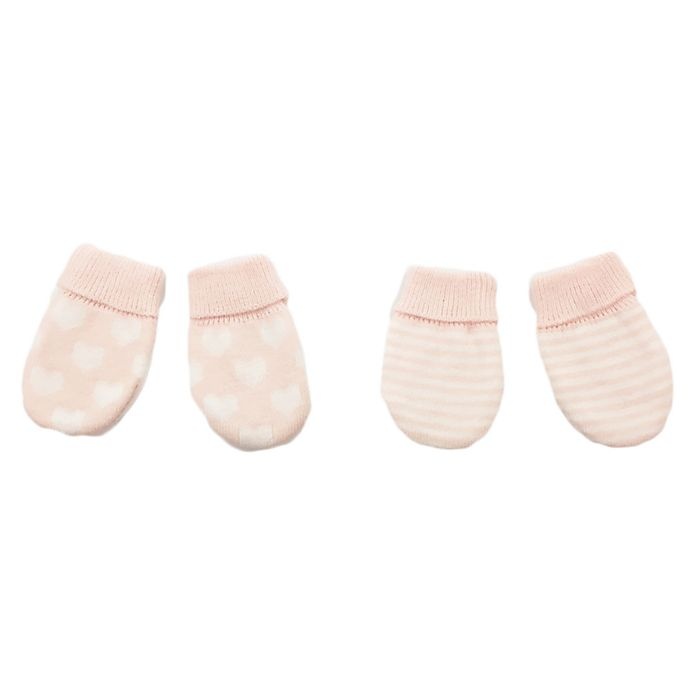 slide 1 of 1, NYGB Stripe and Heart Mitten Set - Pink, 2 ct