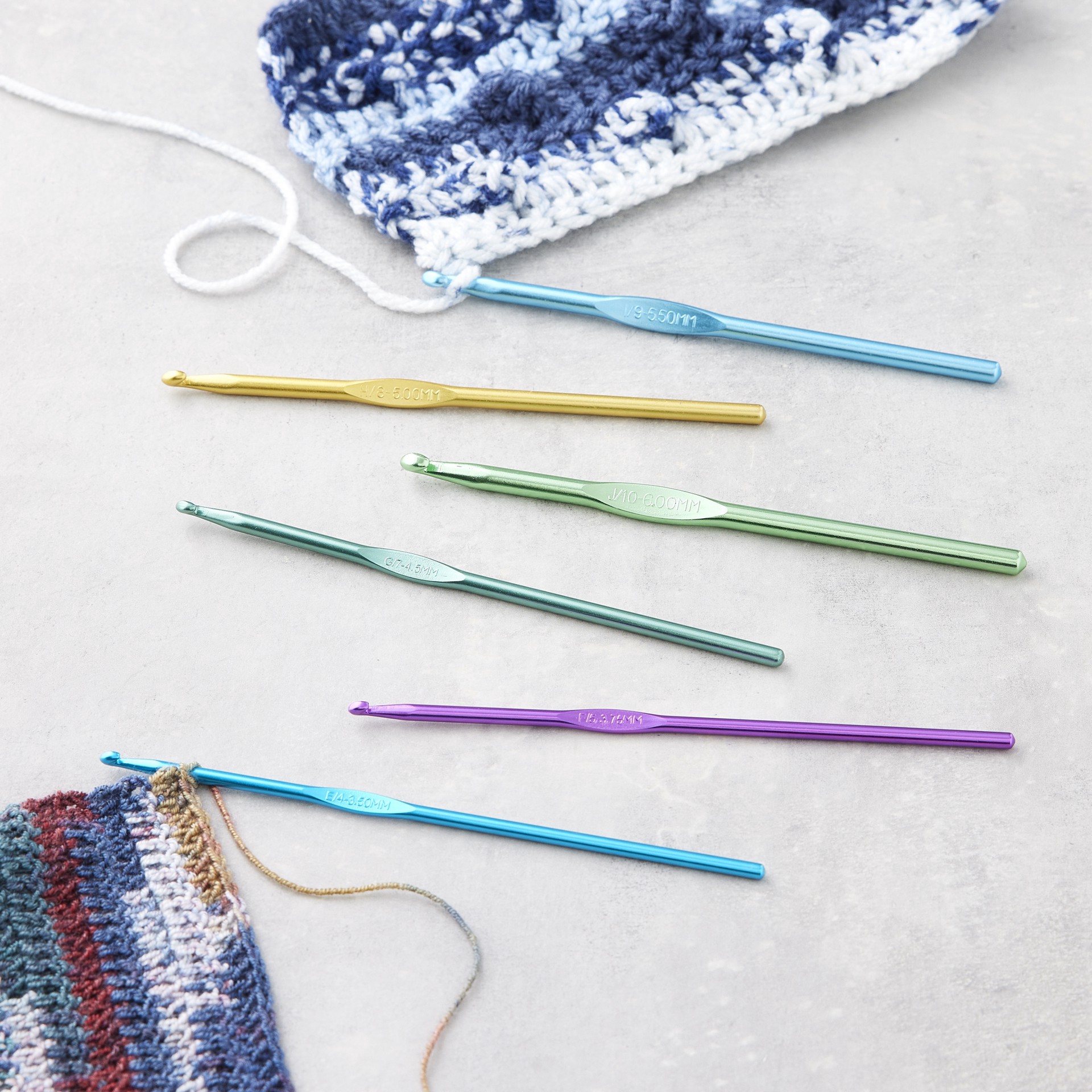 slide 2 of 4, Anodized Crochet Hook Set By Loops & Threads, E-J, 6 in in length