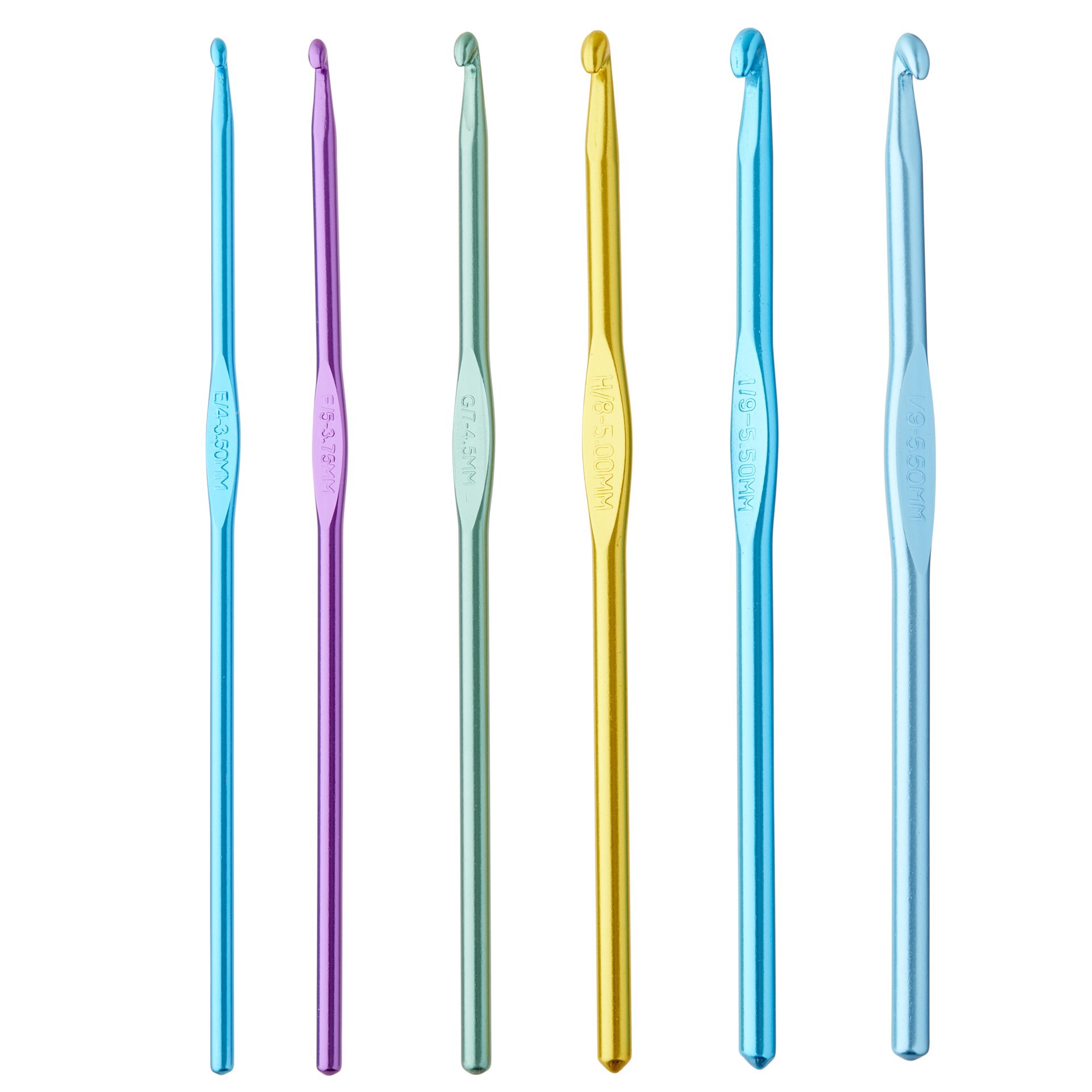 slide 3 of 4, Anodized Crochet Hook Set By Loops & Threads, E-J, 6 in in length