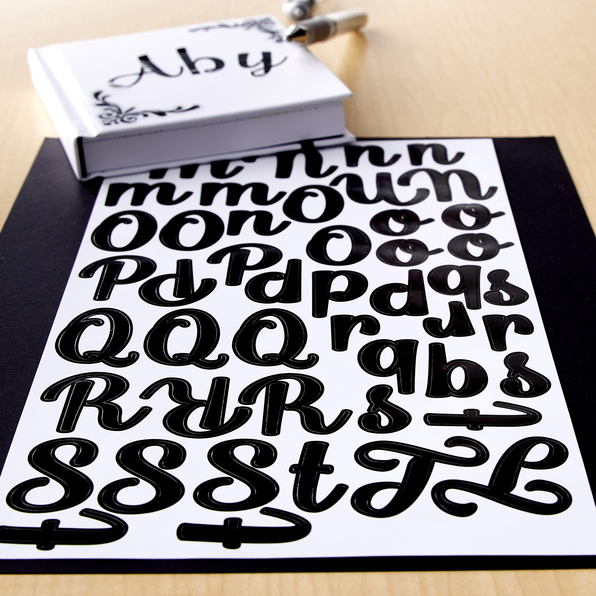 slide 3 of 4, Black Script Alphabet Stickers By Recollections, 5.5 in x 11 in