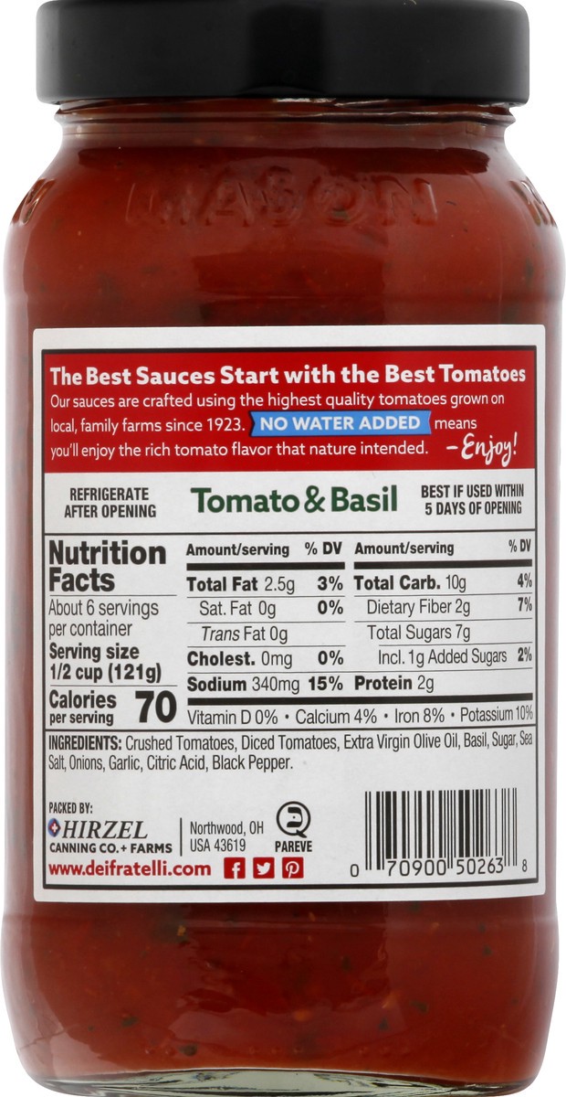 slide 8 of 13, Dei Fratelli Tomato Basil Pasta Sauce, 26 oz