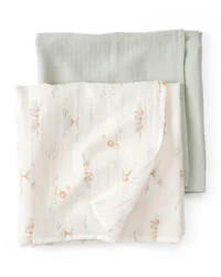 Carter's 2-Pack Lion Print Muslin Swaddle Blankets Green OSZ