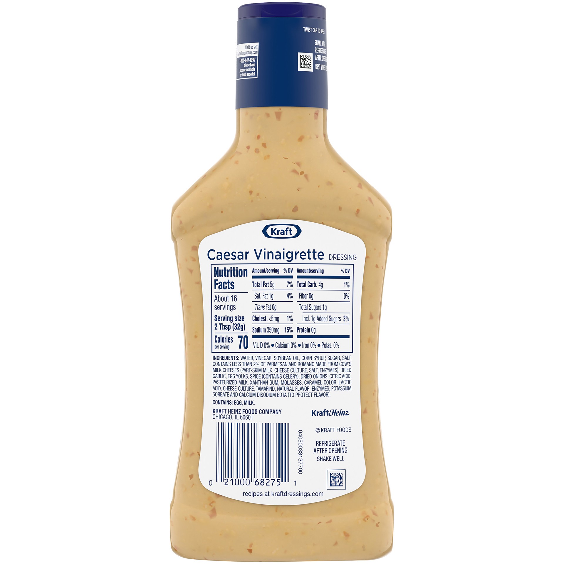 slide 5 of 5, Kraft Caesar Vinaigrette Salad Dressing with Parmesan, 16 fl oz Bottle, 16 fl oz