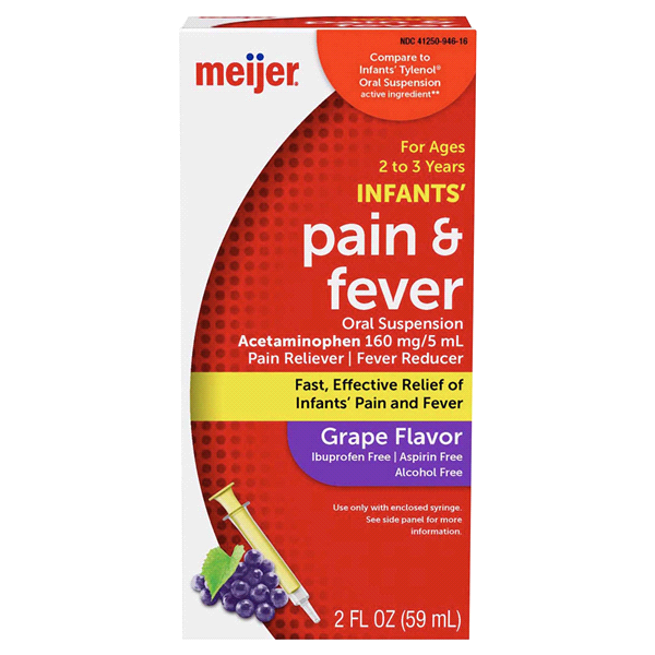 slide 1 of 1, Meijer Infants' Grape Pain & Fever Oral Suspension, 2 fl oz