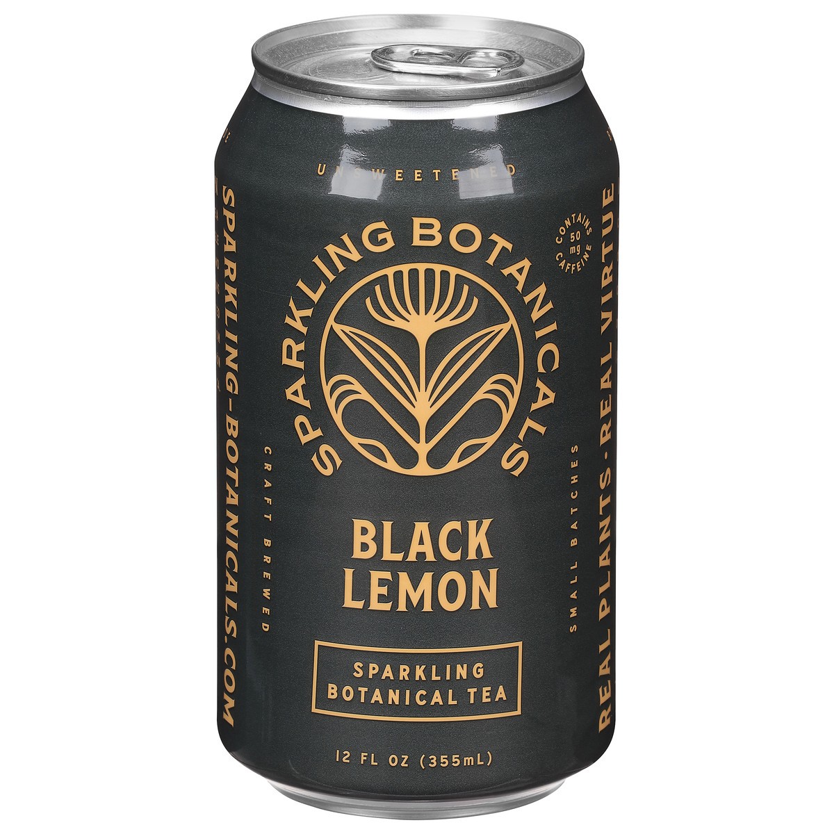 slide 1 of 9, Sparkling Botanicals Unsweetened Sparkling Black Lemon Botanical Tea 12 fl oz, 12 fl oz