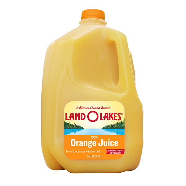 slide 1 of 1, Land O'Lakes 100% Orange Juice, 128 oz