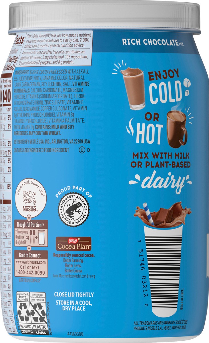 slide 3 of 7, Ovaltine Rich Chocolate Drink Mix, Powdered Drink Mix for Hot and Cold Milk Canister, 12 oz