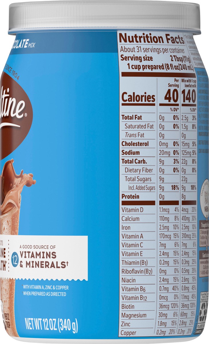 slide 6 of 7, Ovaltine Rich Chocolate Drink Mix, Powdered Drink Mix for Hot and Cold Milk Canister, 12 oz