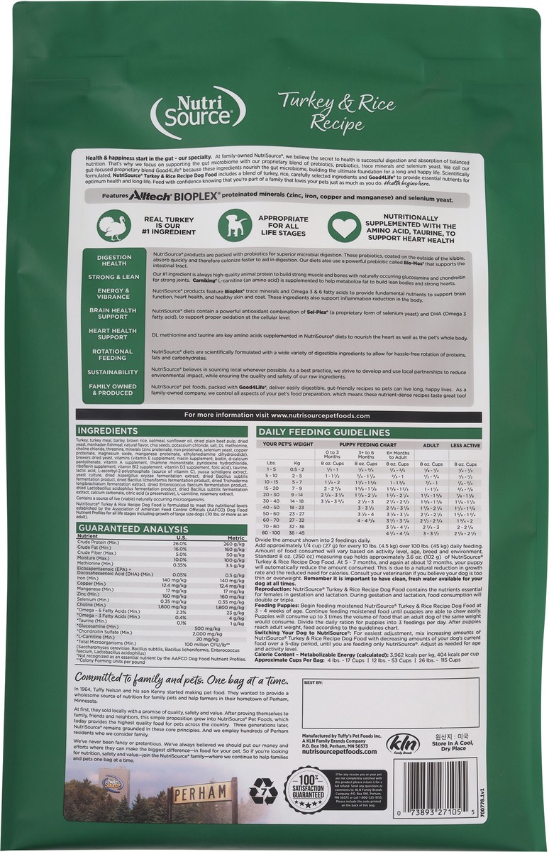 slide 3 of 15, NutriSource For All Life Stages Turkey & Rice Recipe Dog Food 26 lb, 26 lb
