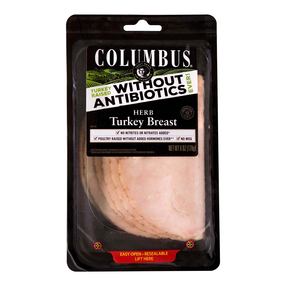 slide 1 of 1, Columbus Antibiotic Free Herb Turkey Breast, 6 oz