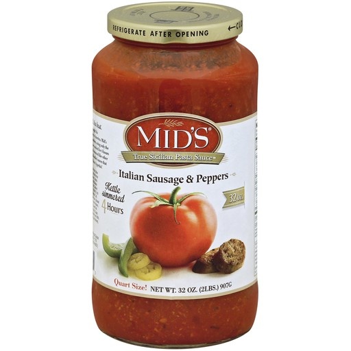 slide 1 of 2, Mid's Italian Sausage With Peppers Pasta Sauce, 1 ct