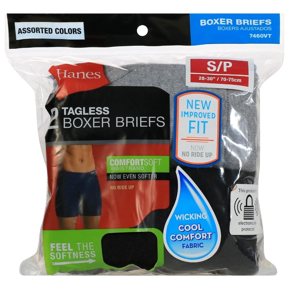 slide 1 of 1, Hanes Men's Small Tagless Boxer Briefs, 2 ct