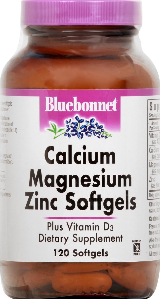 slide 7 of 9, Bluebonnet Nutrition Calcium Magnesium Zinc, 120 ct