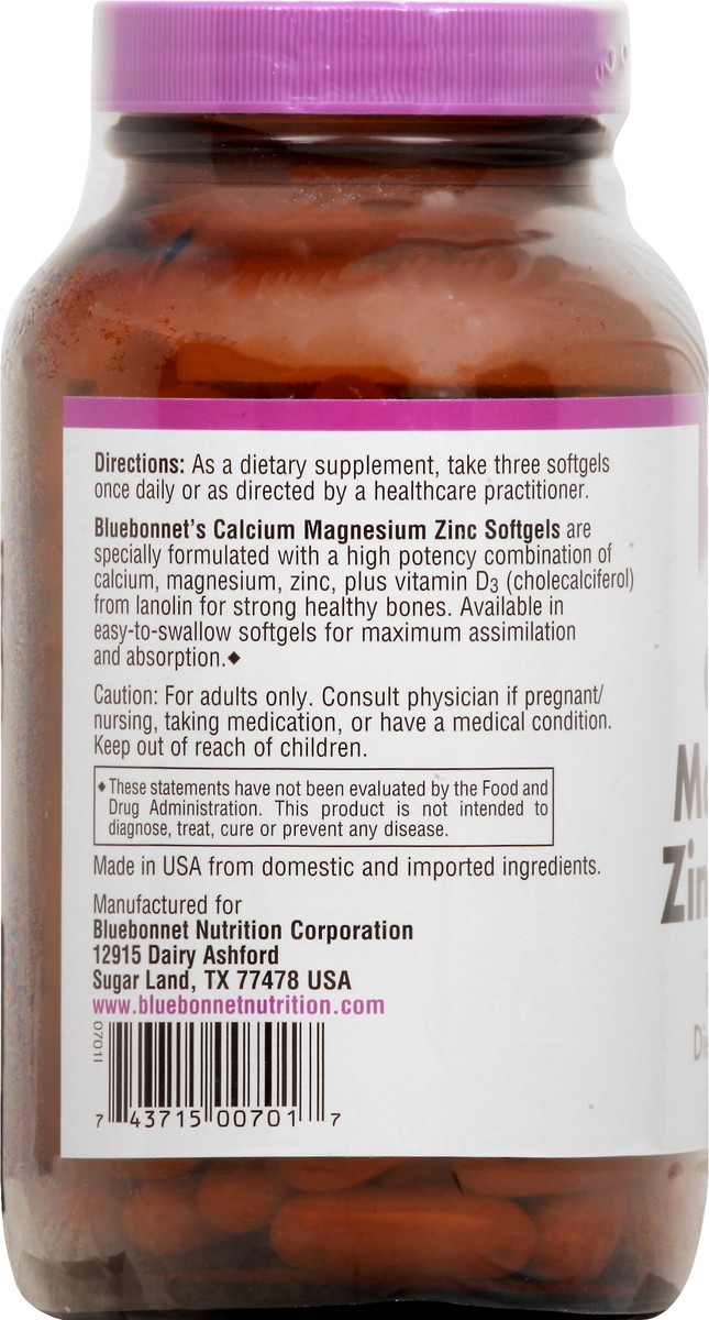 slide 3 of 9, Bluebonnet Nutrition Calcium Magnesium Zinc, 120 ct