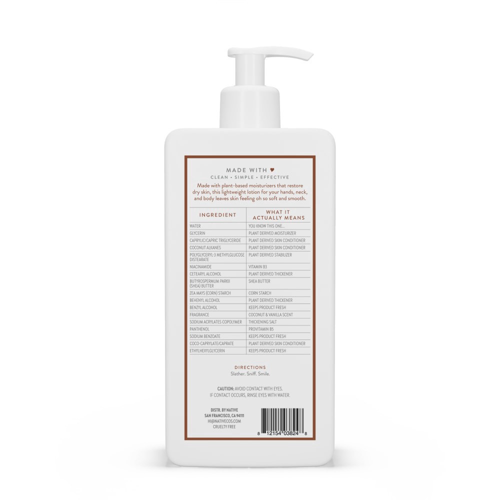 slide 2 of 2, Native Body Lotion With Coconut & Vanilla, 16.5 fl oz
