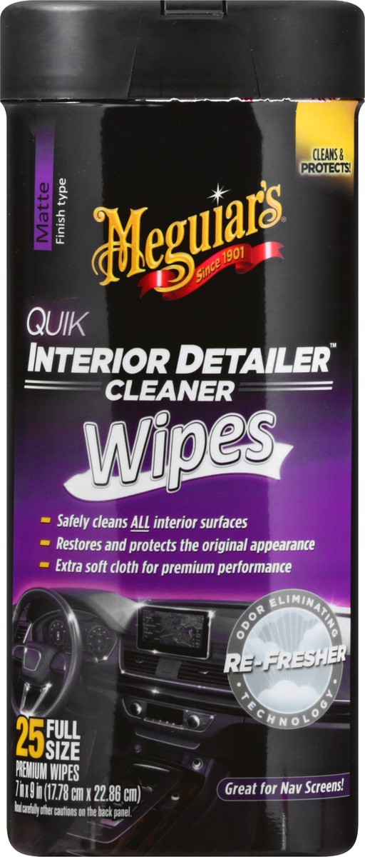 slide 1 of 64, Meguiar's Interior Detailer Cleaner Full Size Matte Wipes 25 ea, 25 ct