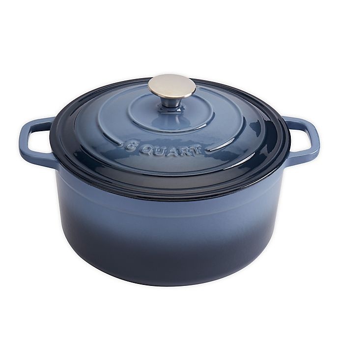 slide 1 of 6, Artisanal Kitchen Supply Enameled Cast Iron Dutch Oven - Denim, 6 qt