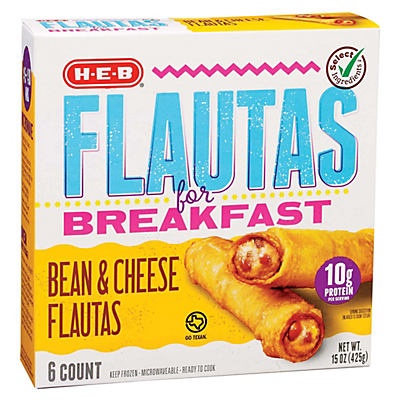 slide 1 of 1, H-E-B Select Ingredients Flautas For Breakfast Bean & Cheese, 6 ct