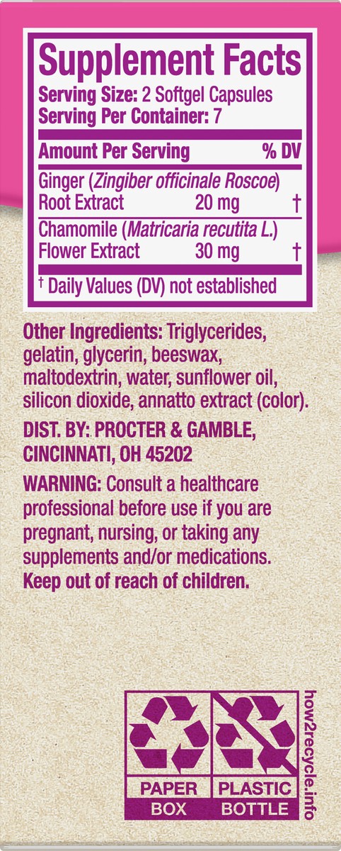 slide 2 of 10, Pepto-Bismol Herbal Blends Softgels Ginger & Chamomile 14 ea, 14 ct