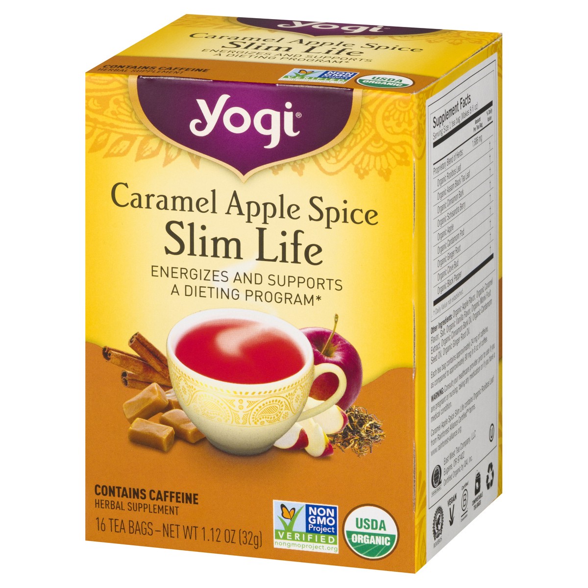 slide 3 of 9, Yogi Herbal Supplement, Slim Life, Caramel Apple Spice, Tea Bags, 16 ct