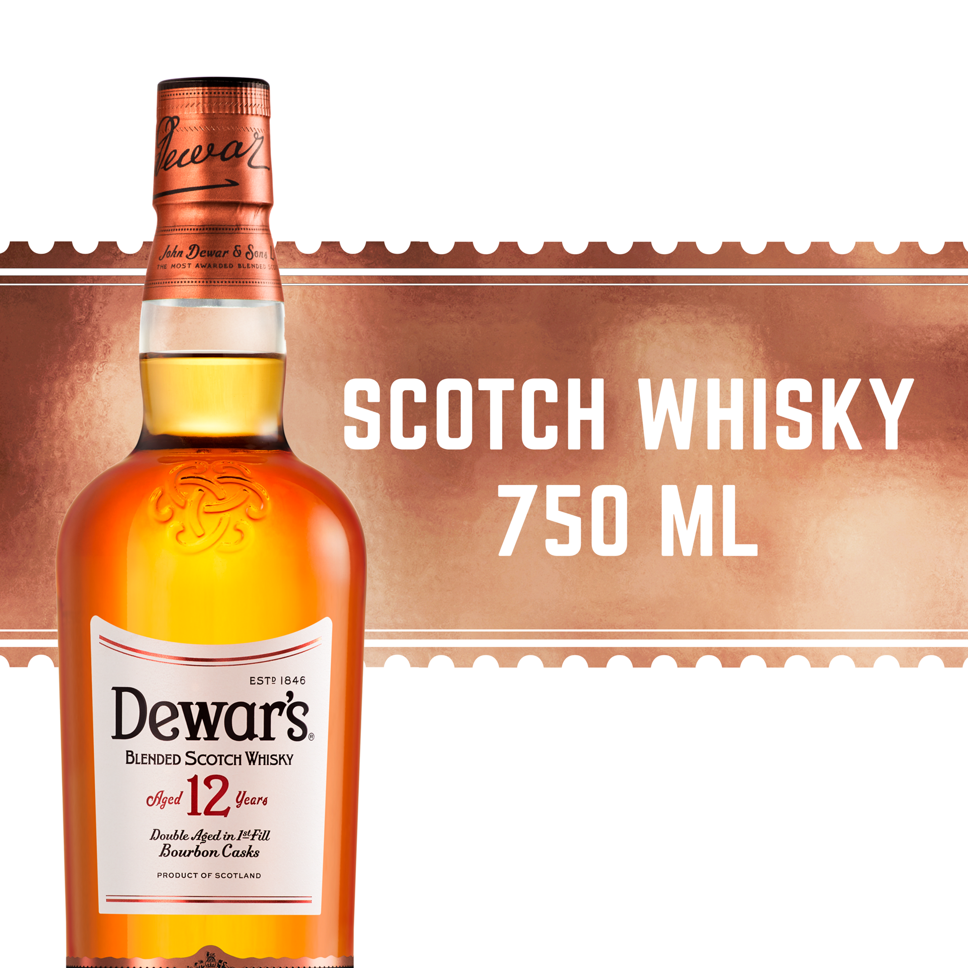 slide 2 of 5, Dewar's DewarS 12 Year Old Blended Scotch Whisky 40% 75Cl/750Ml, 750 ml