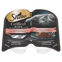 Sheba Perfect Portions Grilled Premium Bites in Savory Sauce with Flaky Salmon in Gravy Cat Food 2 - 1.32 oz Each
