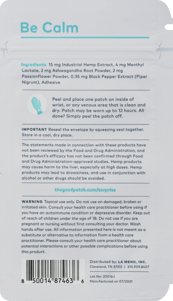 slide 6 of 13, The Good Patch Be Calm Patches 4 ea, 4 ct