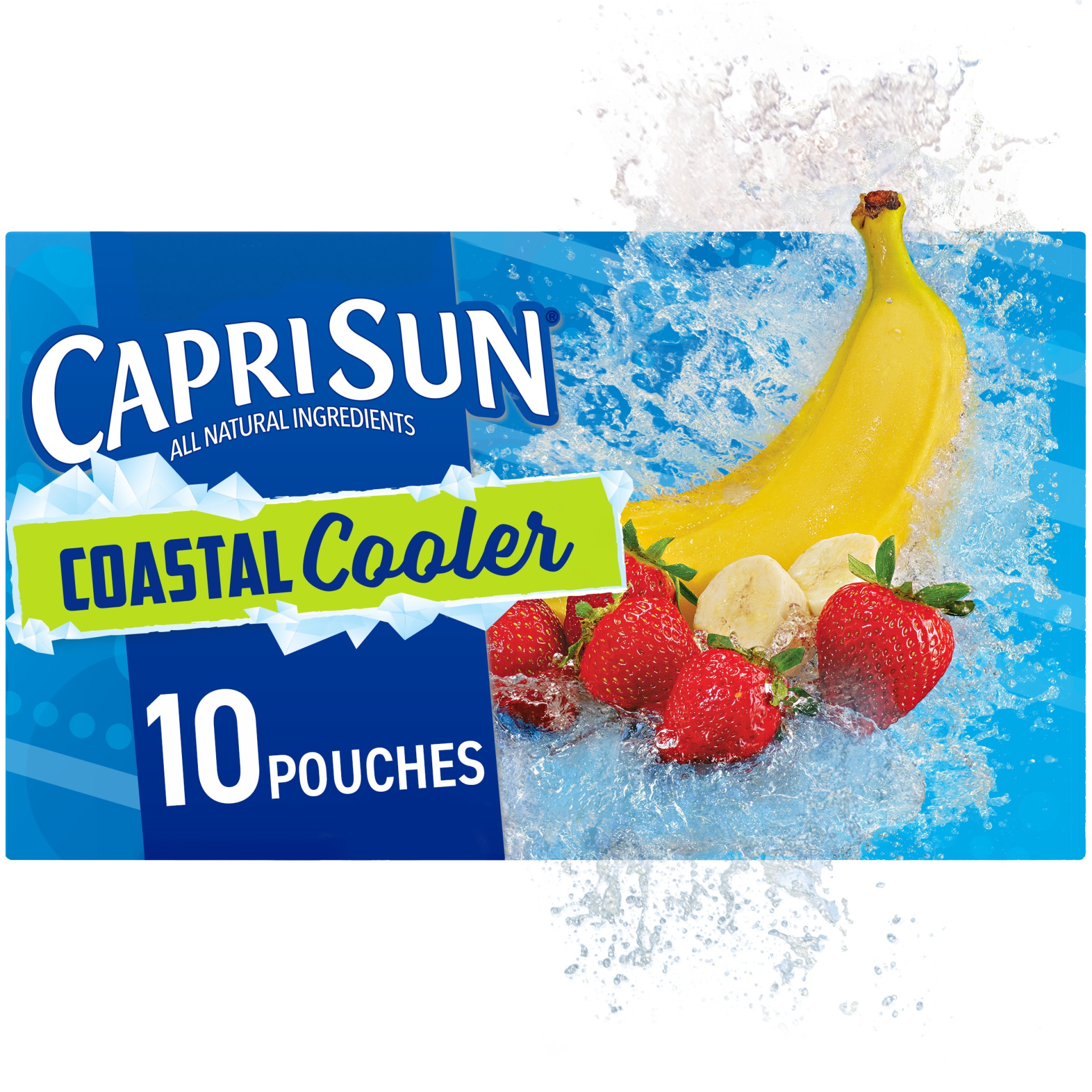 slide 1 of 1, Capri Sun Coastal Cooler Strawberry Banana Naturally Flavored Juice Drink Blend Pouches, 10 ct; 6 fl oz