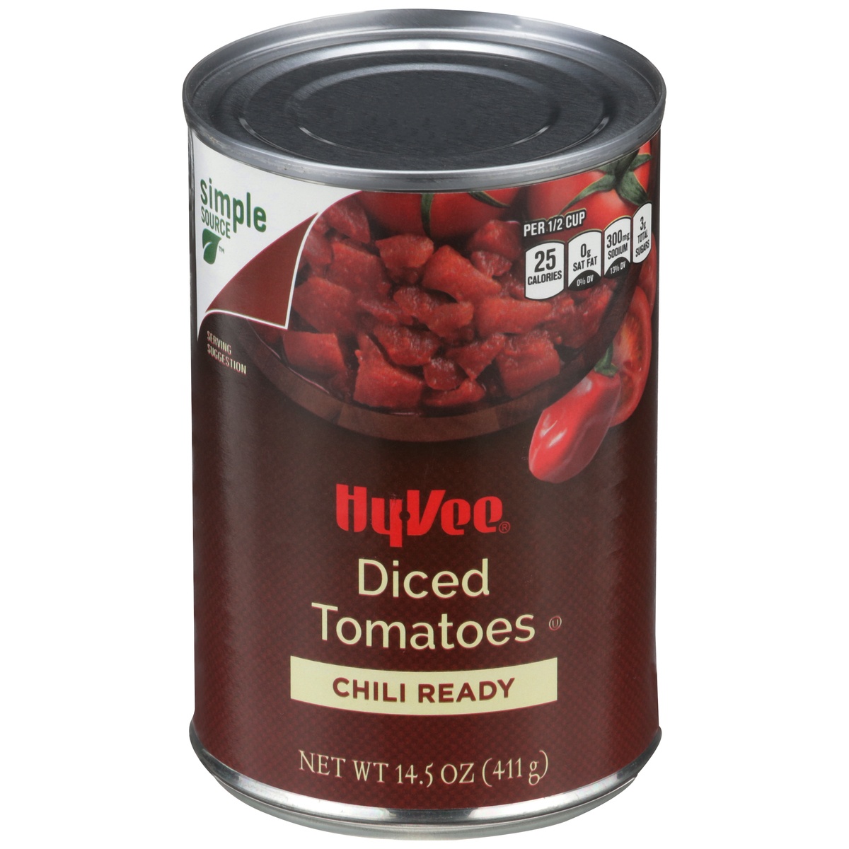 slide 1 of 1, Hy-vee Chili Ready Diced Tomatoes, 14.5 oz
