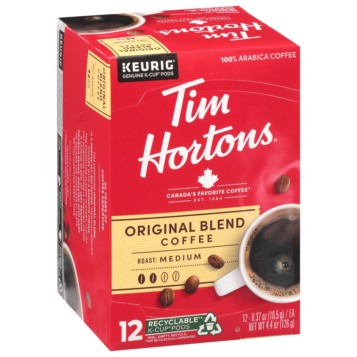 slide 2 of 9, Tim Hortons Medium Roast Original Blend Coffee K-Cup Pods 12 - 0.37 oz, 12 ct