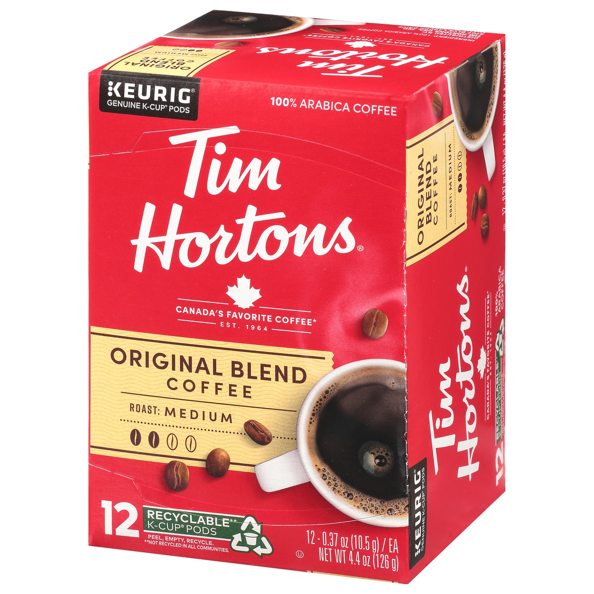 slide 3 of 9, Tim Hortons Medium Roast Original Blend Coffee K-Cup Pods 12 - 0.37 oz, 12 ct