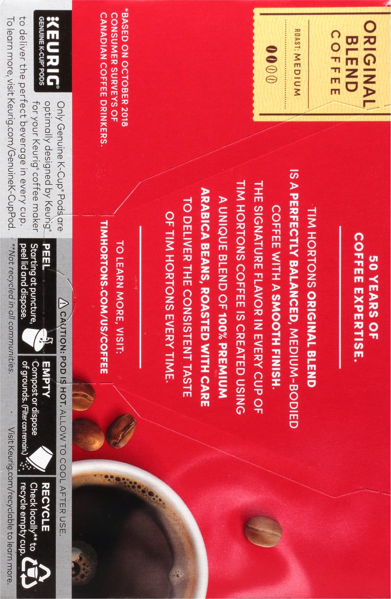 slide 7 of 9, Tim Hortons Medium Roast Original Blend Coffee K-Cup Pods 12 - 0.37 oz, 12 ct