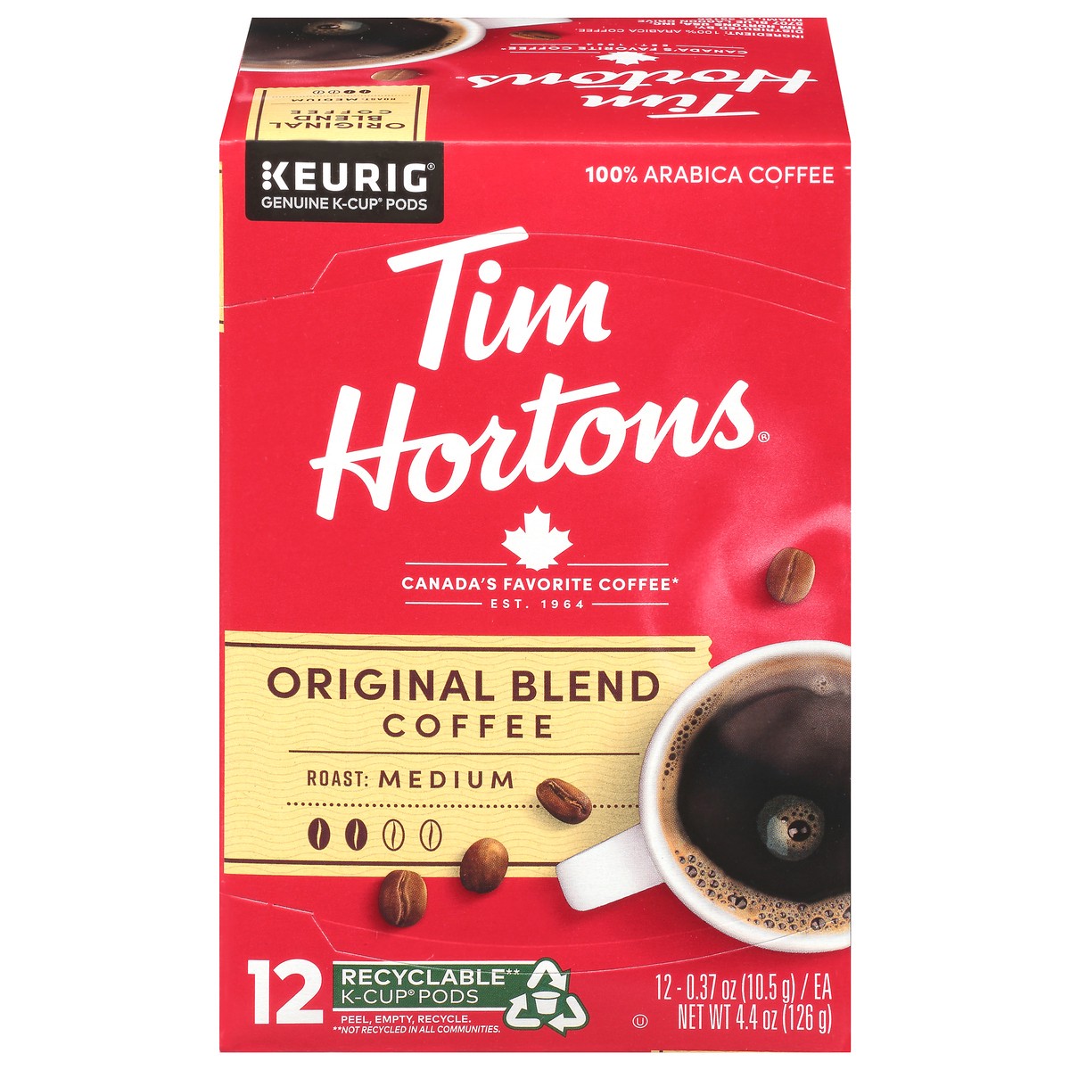 slide 1 of 8, Tim Hortons Premium Ground Coffee Realcup, 12 ct