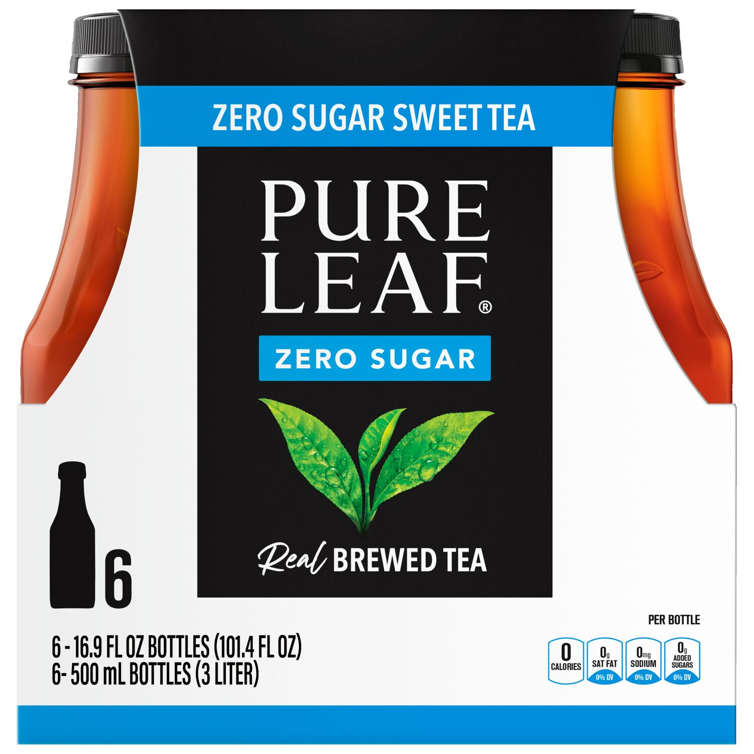 slide 1 of 1, Pure Leaf Zero Sugar Real Brewed Tea Sweet Tea - 6 ct, 6 ct; 16.9 fl oz
