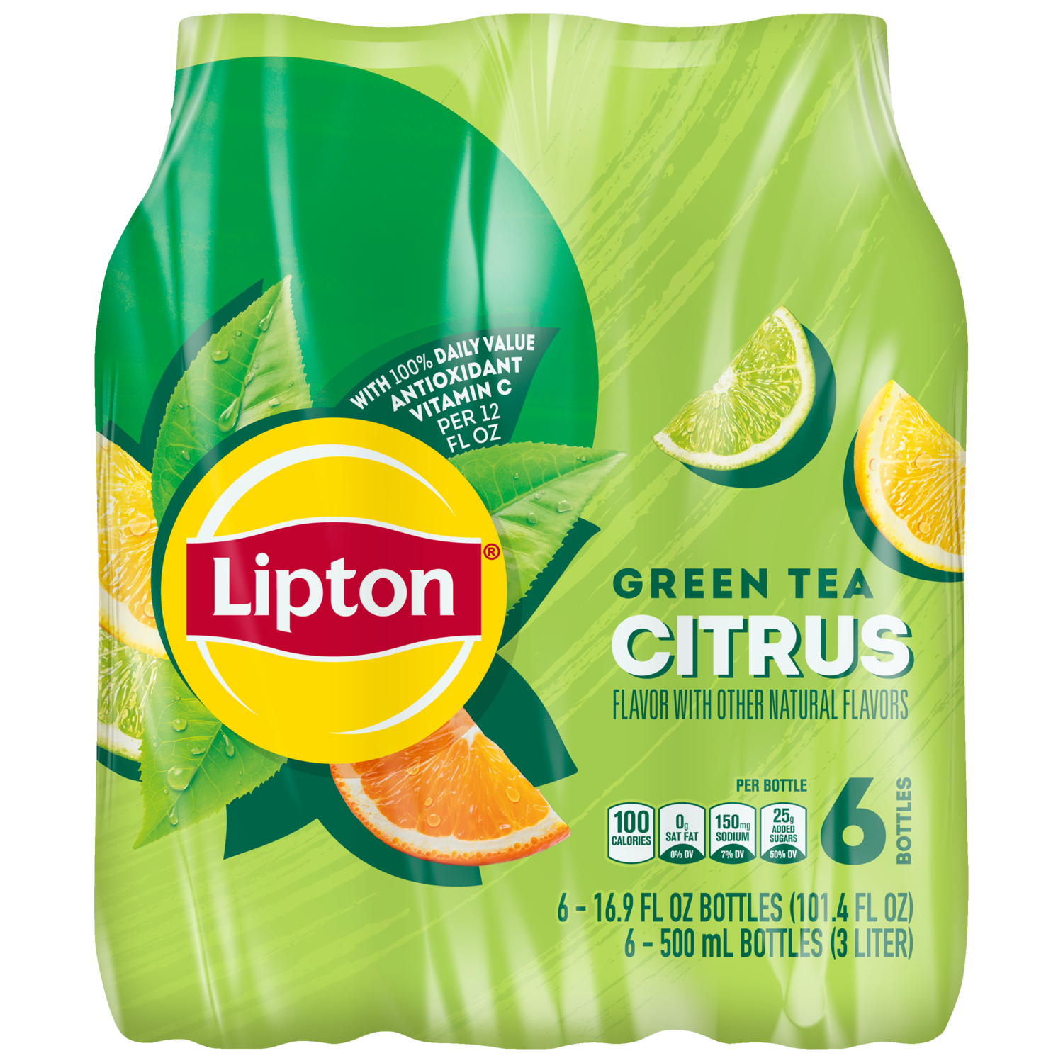 slide 1 of 1, Lipton Green Tea Citrus 16.9 Fl Oz, 6 Count, 6 ct; 16.9 fl oz