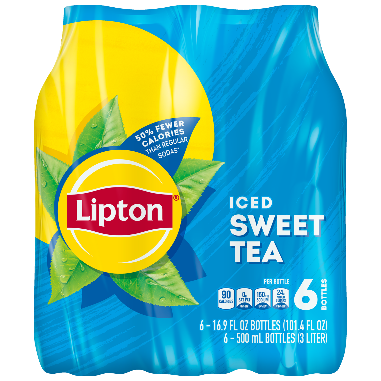 slide 1 of 1, Lipton Iced Tea Sweet Tea 16.9 Fl Oz, 6 Count, 6 ct