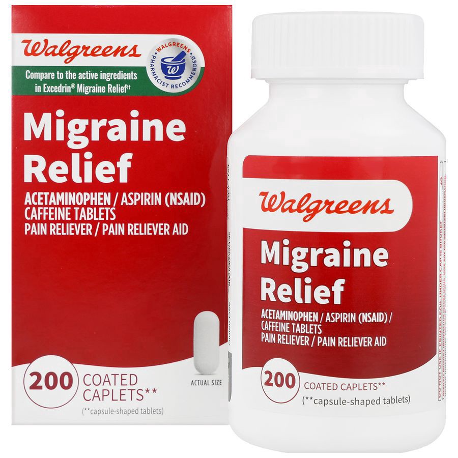 slide 4 of 5, Walgreens Migraine Relief Coated Caplets, 200 ct