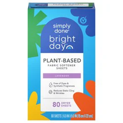Simply Done Bright Day Plant-Based Fabric Softener Sheets - Lavender, 80 ct