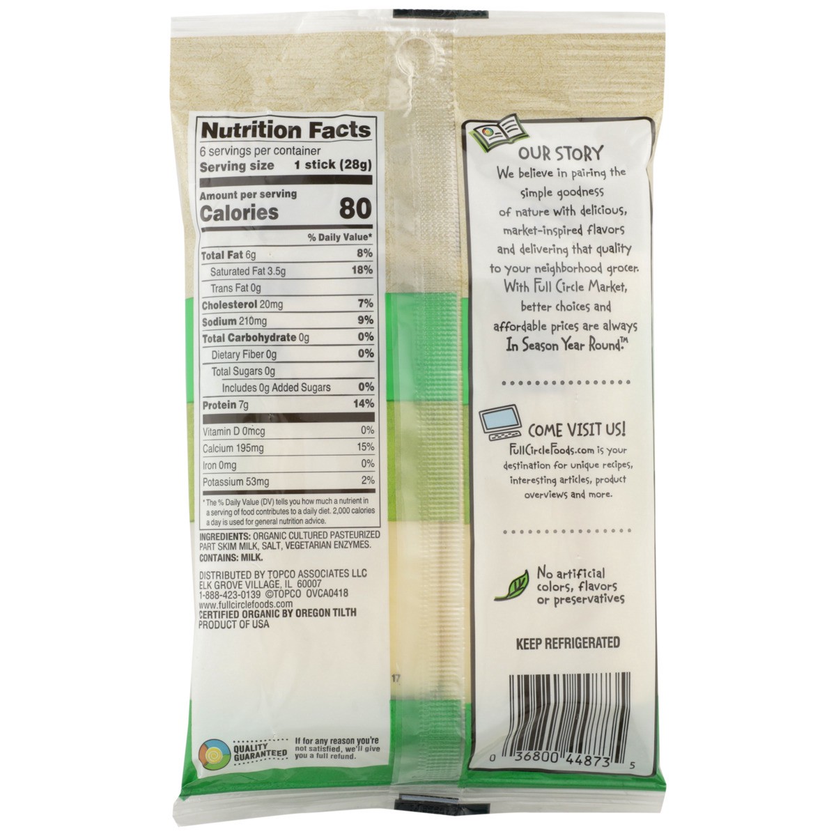 slide 3 of 9, Full Circle Market Organic Mozzarella String Cheese 6-1 Oz Sticks, 6 oz