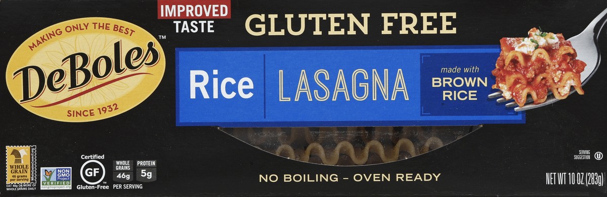 slide 6 of 6, DeBoles Gluten Free Rice Lasagna, 10 oz