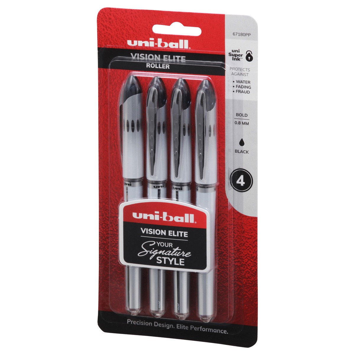 slide 3 of 12, uni-ball Vision Elite Roller Bold Black Pens 4 ea, 4 ct