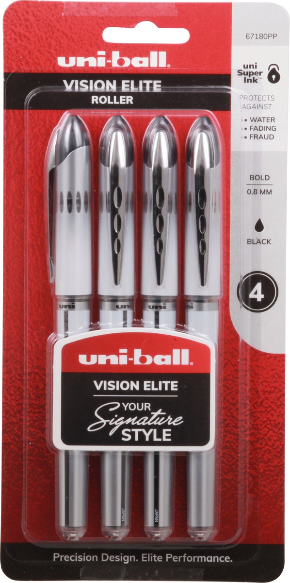 slide 4 of 12, uni-ball Vision Elite Roller Bold Black Pens 4 ea, 4 ct