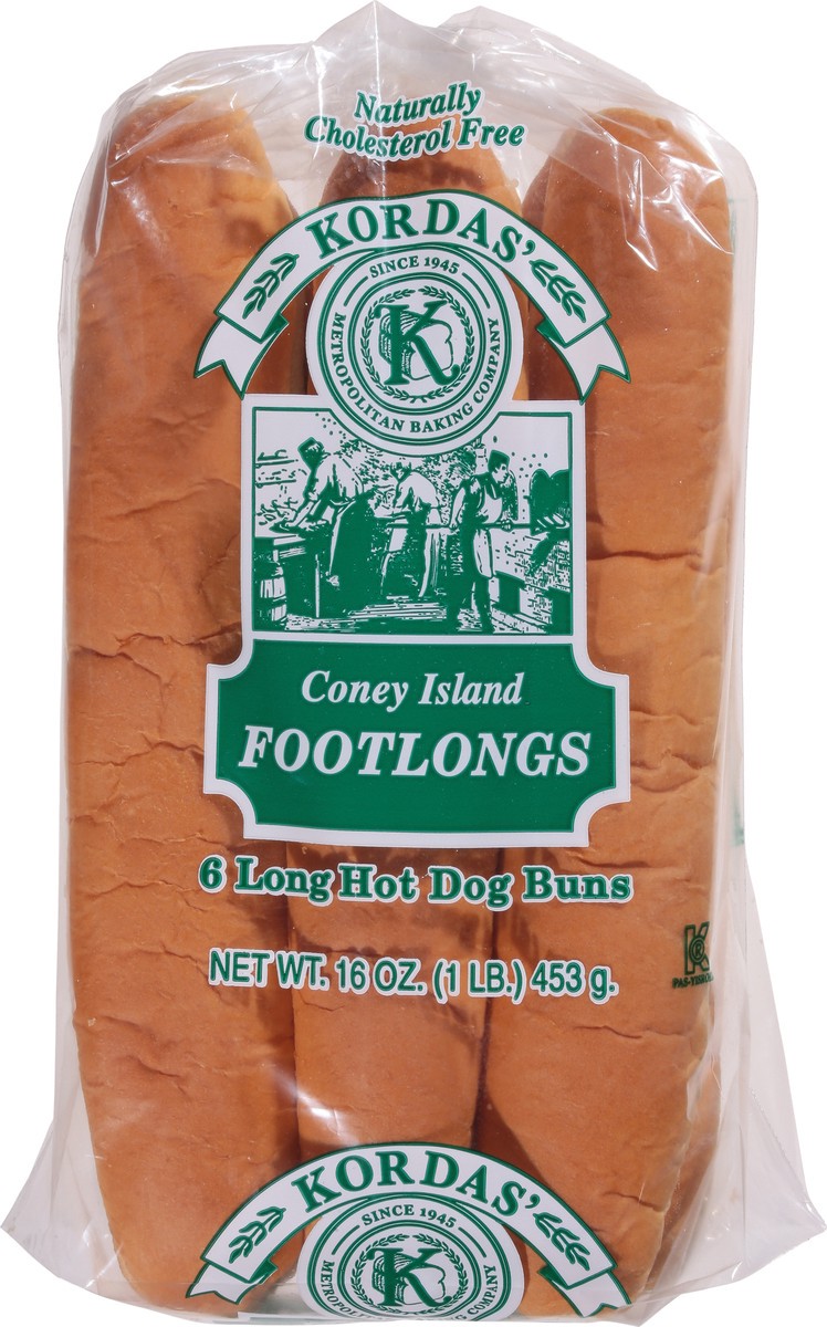 slide 2 of 14, Korda's Coney Island Footlongs Hot Dog Buns 6 ea, 6 ct