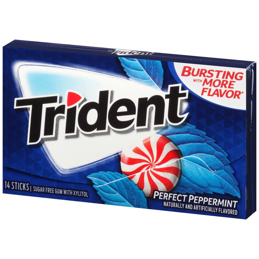 slide 6 of 8, Trident Gum Sugar Free With Xylitol Perfect Peppermint - 14 Count, 18 ct