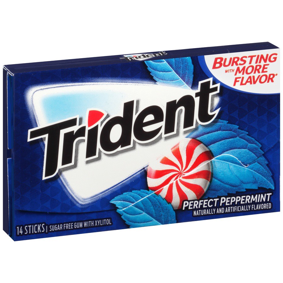 slide 7 of 8, Trident Gum Sugar Free With Xylitol Perfect Peppermint - 14 Count, 18 ct