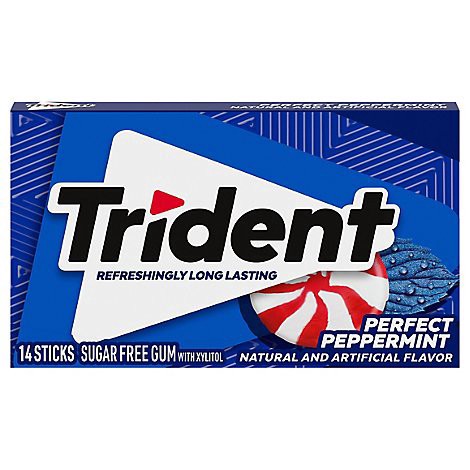 slide 1 of 8, Trident Gum Sugar Free With Xylitol Perfect Peppermint - 14 Count, 18 ct