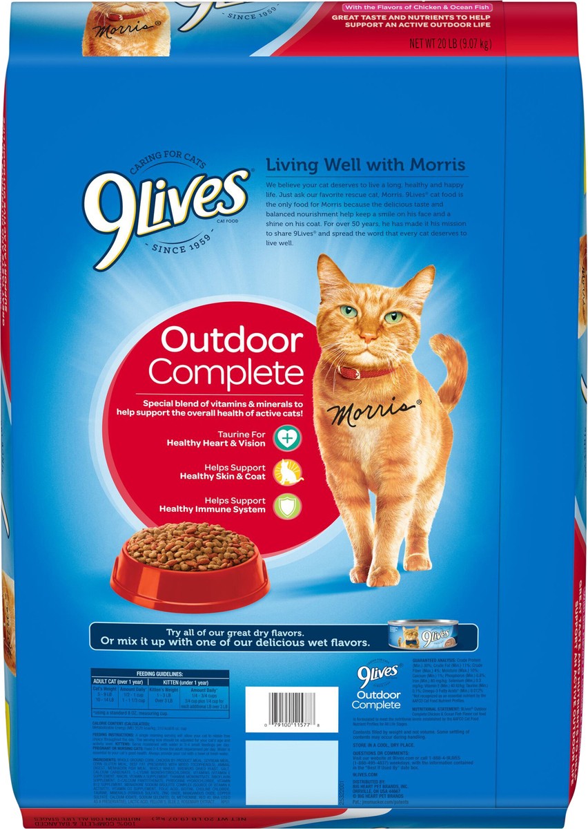 slide 3 of 8, 9Lives Outdoor Complete Dry Cat Food, 20-lb. Bag, 20 lb