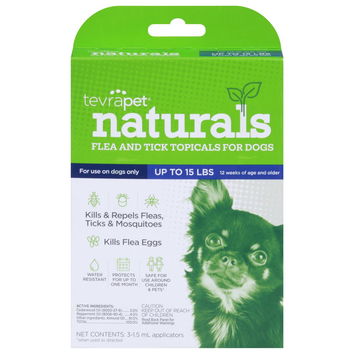 slide 12 of 13, TevraPet Naturals Flea & Tick Topicals for Dogs 3 - 1.5 ml Applicators, 3 ct